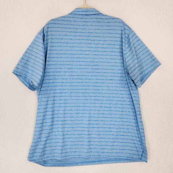 Nike Shirt Mens 2XL Blue Striped Golf Performance Swoosh Dri FIT Polo Classic - Picture 9 of 10
